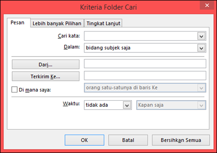 Menentukan kriteria pencarian Anda