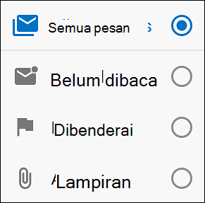 Pilih cara yang Anda inginkan untuk memfilter pesan Anda