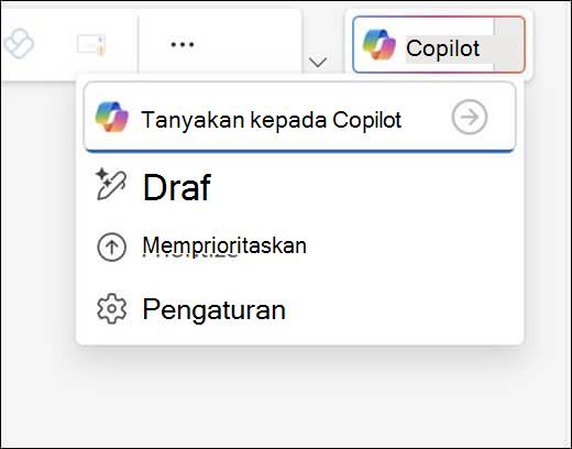 Menu Copilot di Outlook.