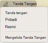 Opsi Tanda Tangan Outlook untuk Mac dalam pesan