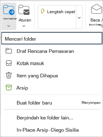 Pilih Pindahkan dari Pita