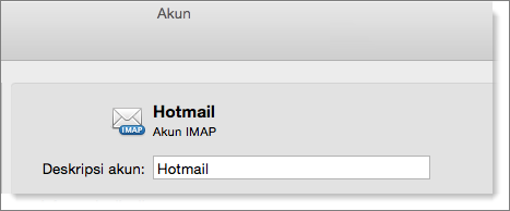 Deskripsi dan tipe akun Outlook diperlihatkan.