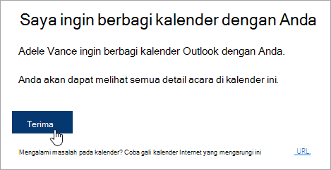 Cuplikan layar tombol Terima