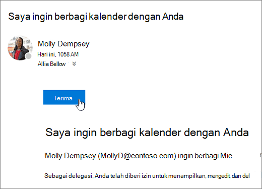 Cuplikan layar undangan kalender yang dibagikan.