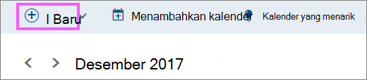 Cuplikan layar tombol Baru