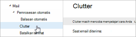 Cuplikan layar kursor yang berada pada Clutter dalam menu Pengaturan.