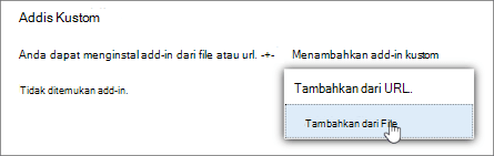 Opsi Tambahkan dari File untuk mengunggah add-in kustom di Outlook