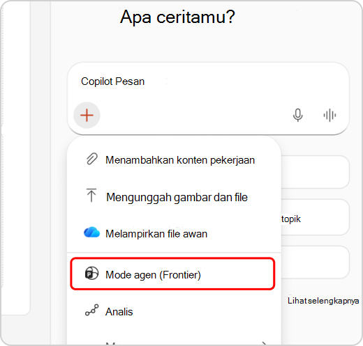 Mode Agen disorot di menu Dropdown