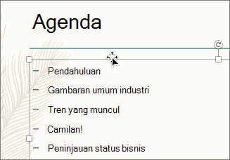 Pilih kotak teks dengan poin yang ingin Anda animasikan
