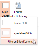 Opsi menu Ukuran Slide Kustom
