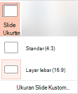 Tombol Ukuran Slide dalam grup Kustomisasi