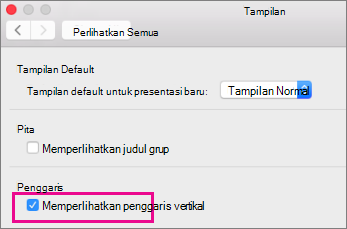Kotak Perlihatkan penggaris vertikal