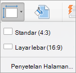 Memperlihatkan menu Ukuran Slide