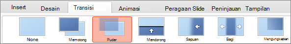 Opsi pada tab Transisi