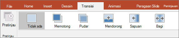 Tab Transisi pada Pita di PowerPoint.