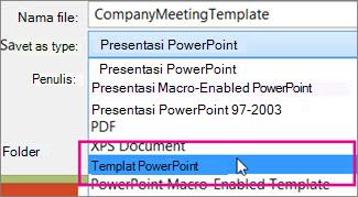 Menyimpan sebagai Templat PowerPoint
