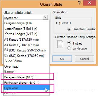 Layar Lebar atau Peragaan di Layar 16:9