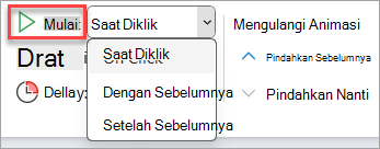 Pemilih turun bawah Mulai di Pengaturan Waktu Animasi.