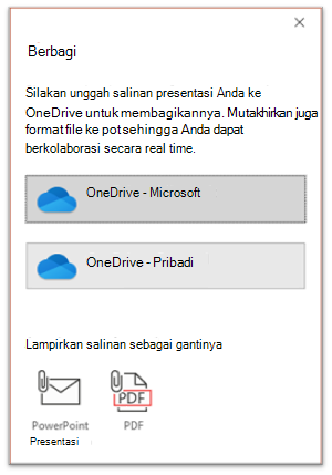 Cuplikan layar memperlihatkan Layar Kolaborasi PowerPoint