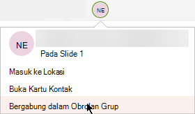 Cuplikan layar memperlihatkan menu yang diperluas