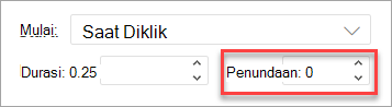 Bidang Tunda saat menerapkan animasi di PowerPoint di web.