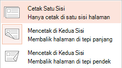 Beberapa printer dapat mencetak baik pada satu sisi maupun dua sisi kertas.
