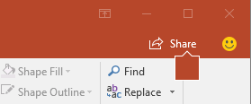 Tombol Bagikan pada pita di PowerPoint 2016