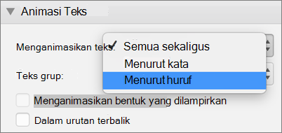 Pilih opsi Menurut Huruf
