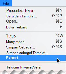 Pada menu File, pilih Ekspor