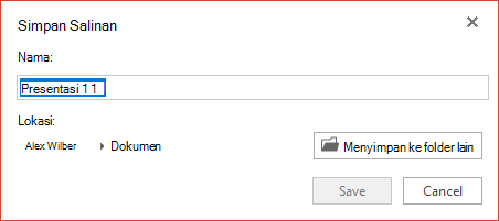 Kotak dialog Simpan Salinan di PowerPoint Online