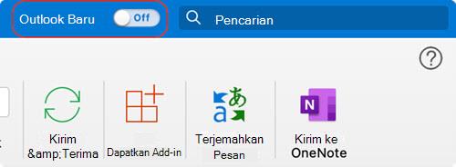 Tombol alih Outlook untuk Mac baru