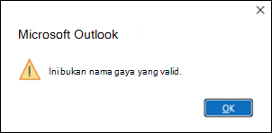 Kesalahan gaya Outlook yang valid