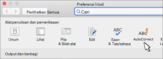 tombol Word untuk Mac koreksi otomatis