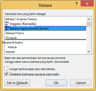 Kotak dialog Bahasa