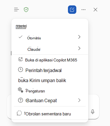 Pemilih Model terbuka, menampilkan opsi untuk memilih tingkat penalaran, menggunakan mode Otomatis, atau memilih penyedia model yang didukung seperti OpenAI atau Claude.