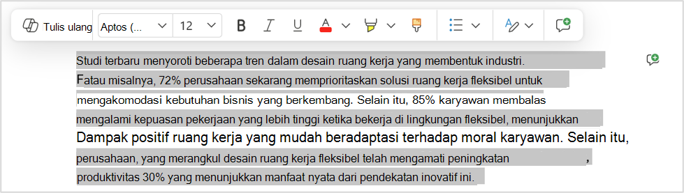 Opsi tulis ulang untuk perubahan cepat ke bagian tertentu.