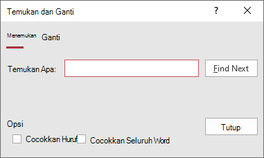 Kotak dialog Temukan dan Ganti