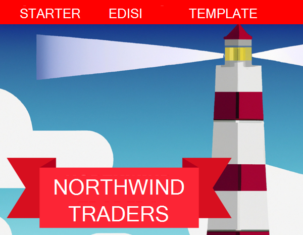 Gambar logo database edisi pemula Northwind Traders yang menampilkan mercusuar