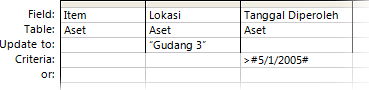 Kueri pembaruan dengan satu kriteria pembaruan
