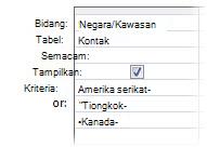 kriteria atau untuk mencocokkan beberapa kata atau frasa