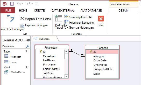 Jendela Hubungan Access