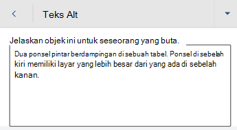 Kotak dialog Teks Alt di Word untuk Android.