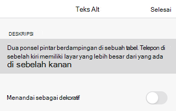 Kotak dialog Teks Alt di Word untuk iOS.