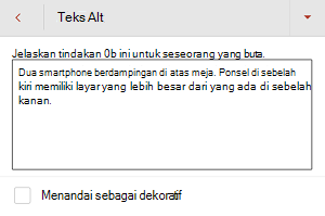 Kotak dialog Teks Alt di PowerPoint untuk Android.