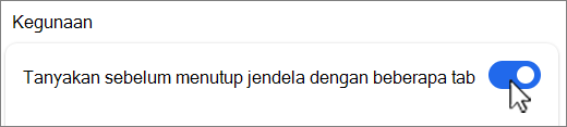Tanyakan sebelum menutup jendela dengan cuplikan layar beberapa tab.