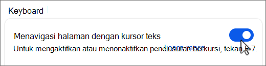Menavigasi halaman dengan cuplikan layar tombol kursor teks,