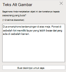 Panel Teks Alt Gambar di PowerPoint untuk web.