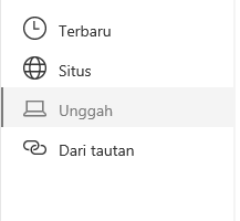 Cuplikan layar pemilihan Lokasi file di Sharepoint.