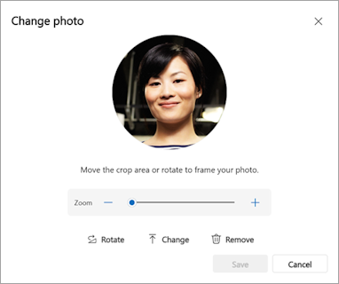 Layar dengan opsi untuk mengubah foto profil Anda