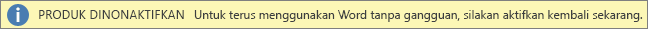 Cuplikan layar bilah peringatan Nonaktifkan Produk